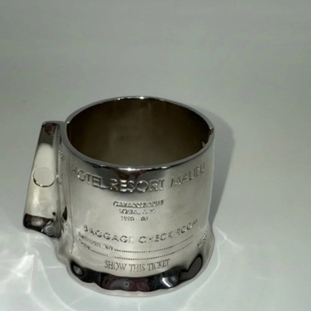 Zara silver tone plaque cuff bracelet with text